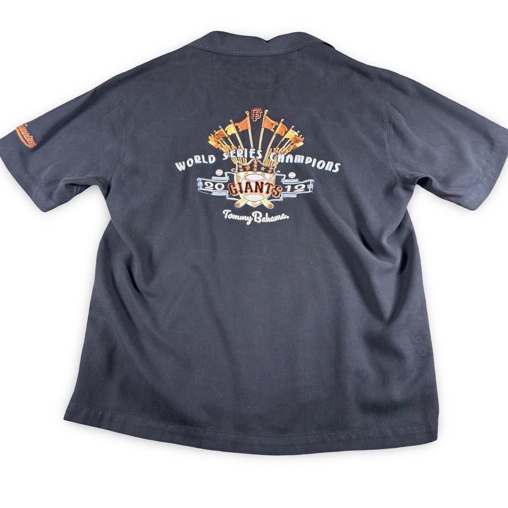SF Giants MLB Genuine Merchandise Black Button‎ Down T Shirt Silk Medium